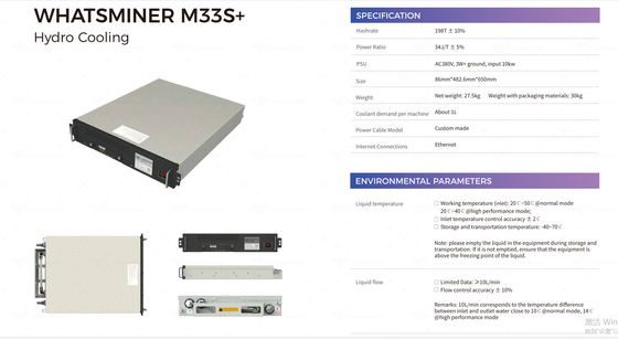 Algorithmus-Bergmann WhatsMiner M33S++ 198T 220T hydro-Asic Bergmann-AC380V SHA-256