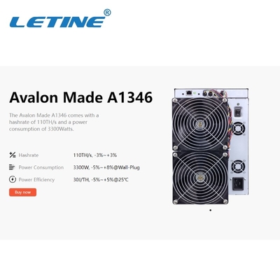 Bergwerksmaschine Avalon A1346 110. BTC Asic hohe Hashrate Bitcoin Bergmann-3300W