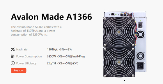 Bergwerksmaschine BTC Bitcoin Avalon A1366 130. 3250W SHA-256 hohes Hashrate
