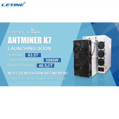 Antminer K7 63,5 t 3080 W CKB Coin Miner Asic Bitmain Mining Machine mit Netzteil