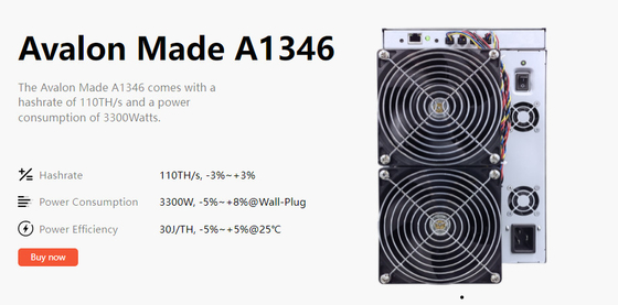 Hoher Hashrate Bitcoin Bergbau Equiment Avalon A1346 110. BTC Asic Bergmann-3300W