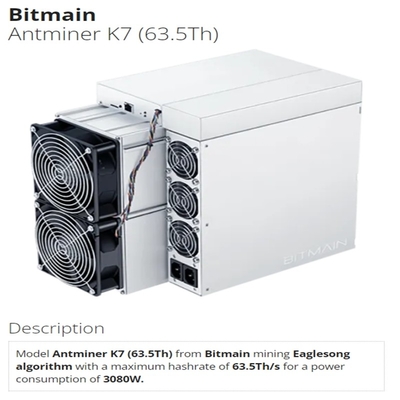 Bergmann 63.5. 3080W maximales Hashrate 63.5Th/S Bitmain Antminer K7 CKB Asic