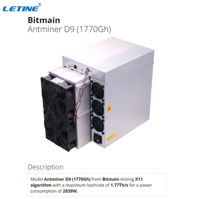 Neuer starker Bitmain Antminer D9 1770G 2839W Bergmann des Schlag-Bergmann-D9 X11 Asic