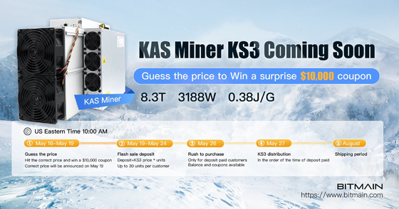 Spitzengewinn neues Bitmain Antminer KS3 8300G 3188W KAS-Kaspa KHeavyHash Algo KAS Miner KS3