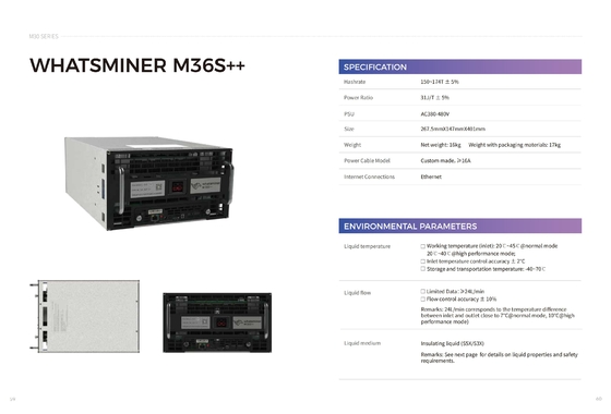 Abkühlende Ethernet-hydroverbindung MicroBT Whatsminer M36s 174t 222t für das industrielle Abkühlen