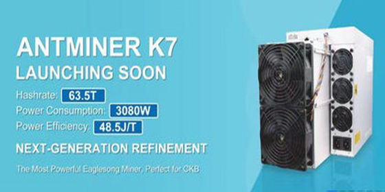 Hochleistungs-CKB-Miner Bitmain Antminer K7 63,5 Th/S 3080 W Nervos Asic Miner Antminer K7 63,5 T 58 T