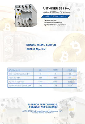 Neue S19e XP Hyd 251T 5522W 22J BTC BCH BSV SHA256 Wasserkühl-Miner
