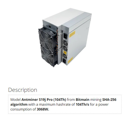 Pro-104. Bitmain Asic Algorithmus Blockchain Antminer S19j Bergmann-SHA-256 für Bitcoin