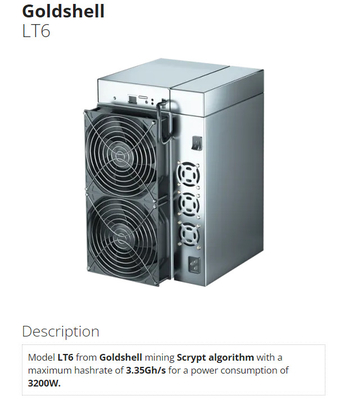 Doge LT6 Scrypt-Algorithmus-Gold-Shell Miners 3200W LTC NLG-Bergmann 3.35G