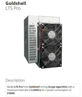 Pro-Goldshell Scrypt Algorithmus-Bergmann 2.45Gh 3100W LT5