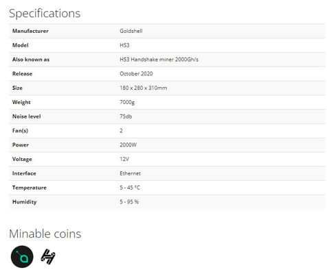 Blake2B-Sia Goldshell Asic 4. 2000W 2000Gh/S HS3 Händedruck Bergmann-