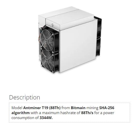 Auf Lager 84. Bitmain SHA-256 Bitcoin BTC Bergmann Antminer T19 88.