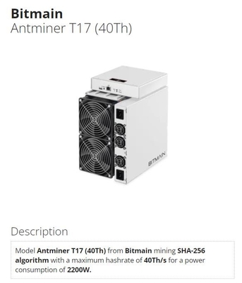 Bergbau Bitmain Asic Antminer SHA256 Antminer T17 40T 7nm 2200W BTC Bitcoin 55 W/T