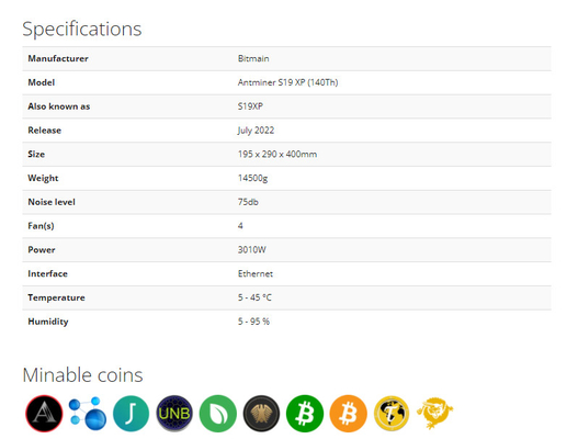 141. 3010W Asic Bitmain Antminer S19 XP SHA-256 Algorithmus Bitmain Asic Antminer Letine