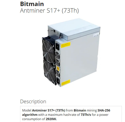 BTC prägt Bitcoin-Bergwerksmaschine Bitmain Antminer S17+ 73T P.S. befestigt